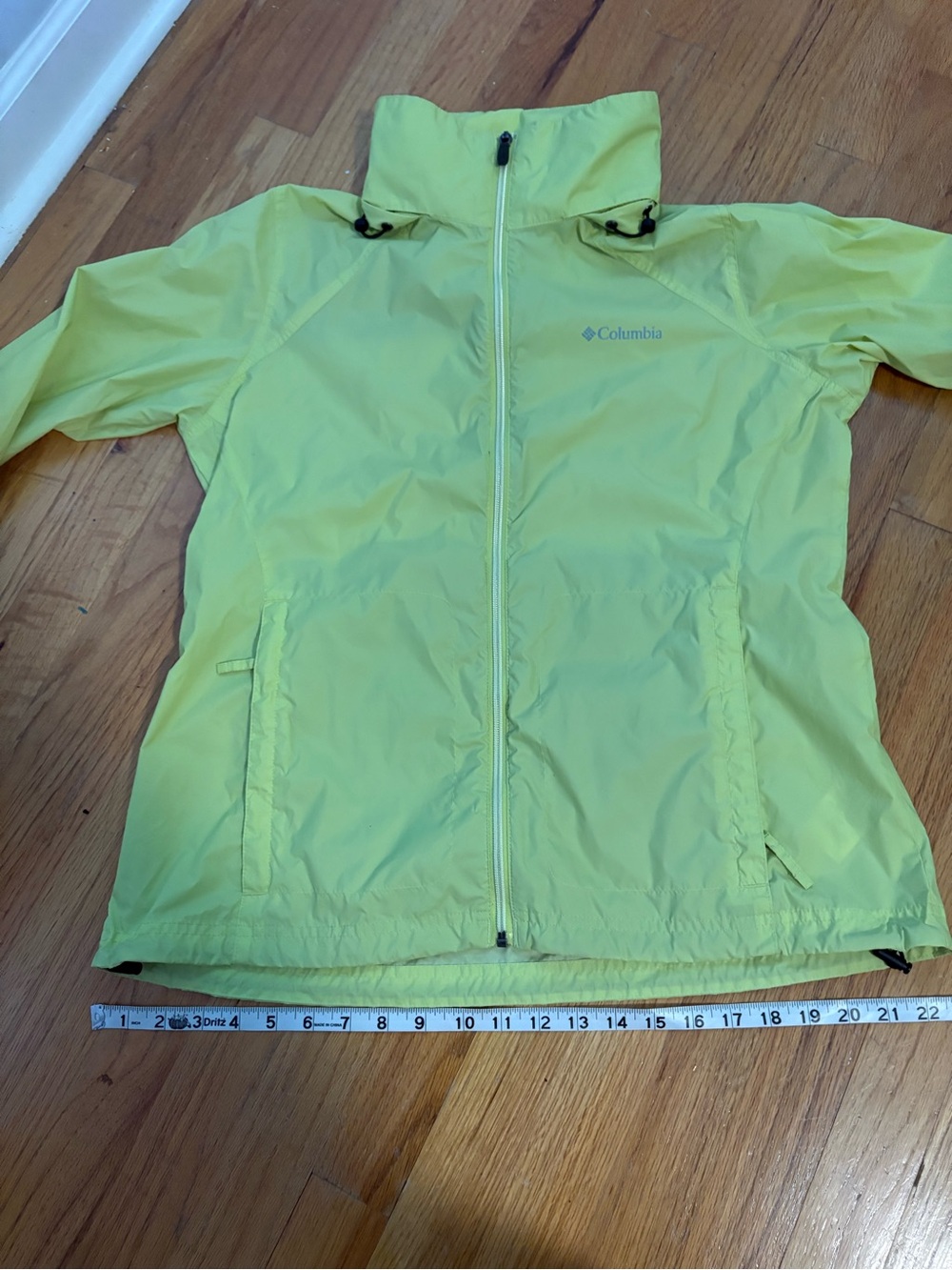 Columbia Women’s Lime Yellow Hooded Raincoat/Size L - Picture 5 of 8